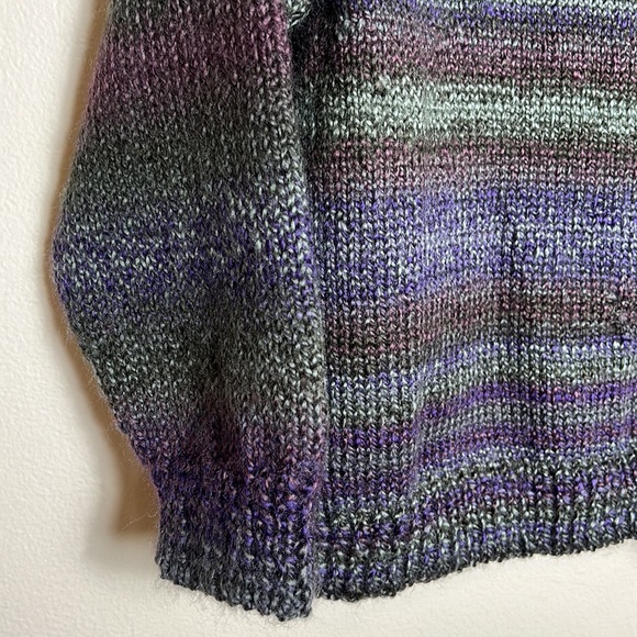 Handmade Knit Sweater Cardigan Open Front Purple Grey size S/M - Picture 10 of 12